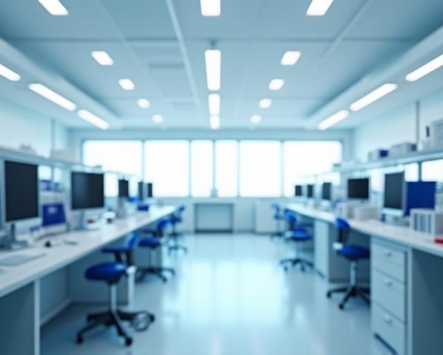 Research laboratory with daylight-adaptive lighting.