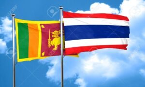 Sri lanka flag with Thailand flag, 3D rendering